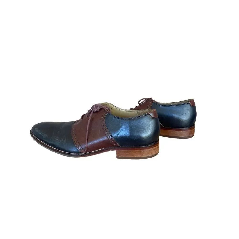 Cole Haan Womens Brown And Blue Colorblock Leather Oxford Dress Shoes Size 11